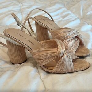 Loeffler Randall Cream Heels with Chunky Block Heel